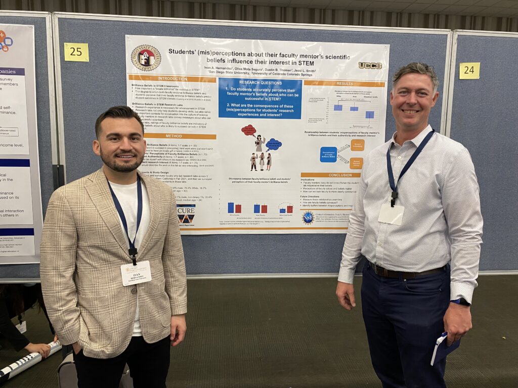 Ivan A. Hernandez and Dustin Thoman present a poster at SPSP 2023!